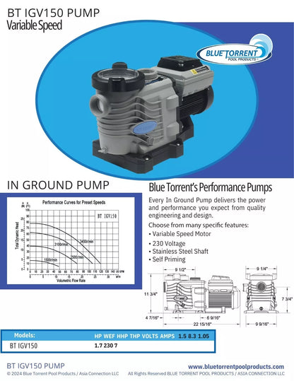 Blue Torrent 1.5 HP Variable Speed In-Ground Pool Pump